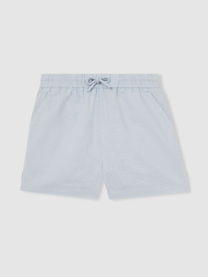 Reiss 4-9 yrs Cotton-Linen Drawstring Shorts in Soft Blue