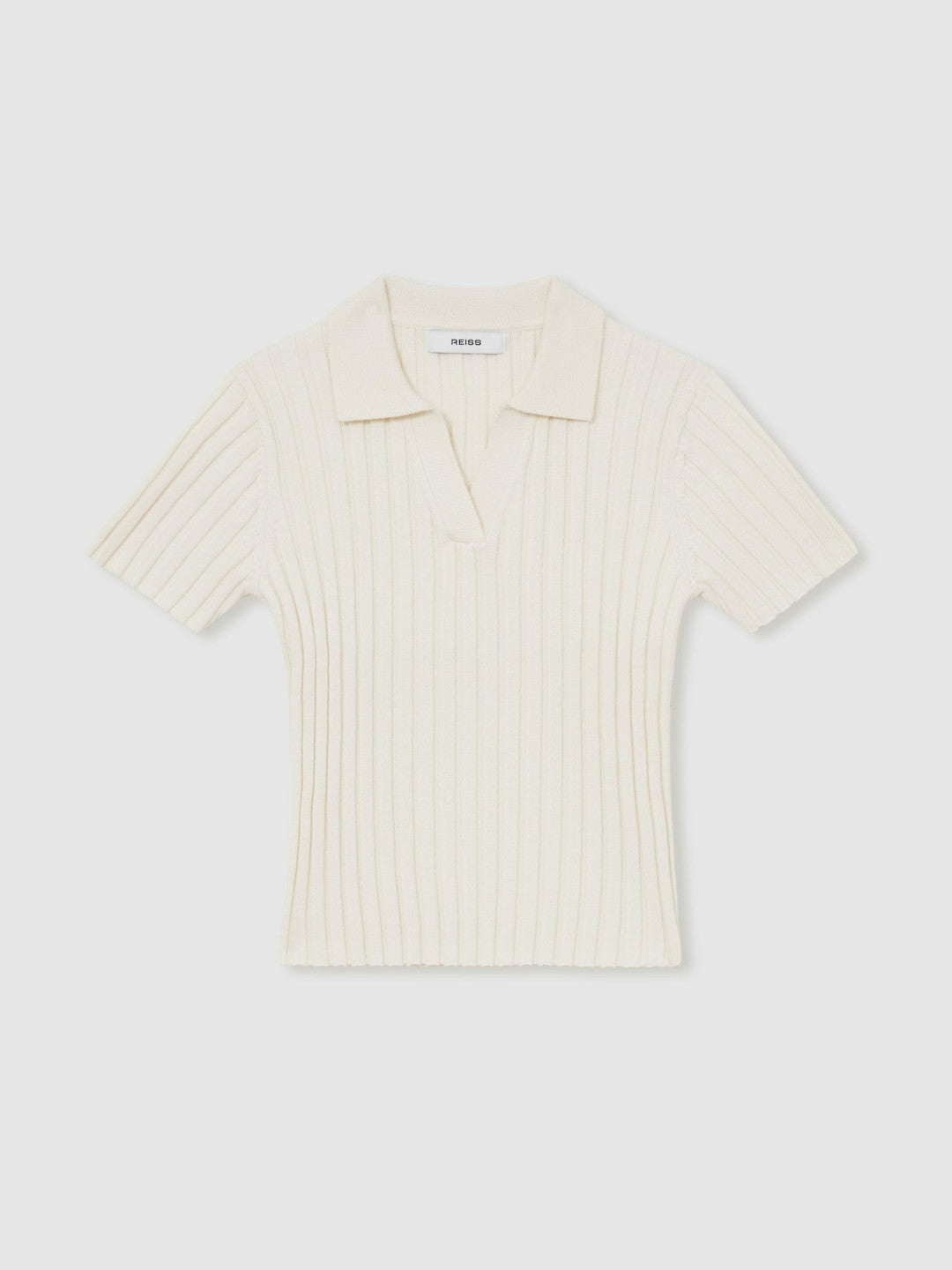 Reiss 4-9 yrs Rib-Knit Polo Top in Ivory
