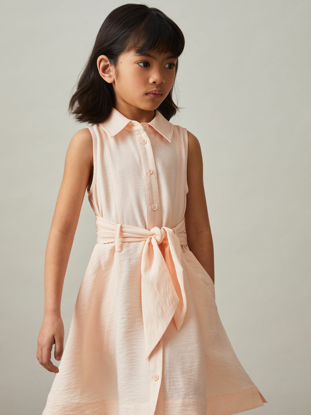 Reiss 9-13 yrs Tie-Waist Collared Dress in Pink