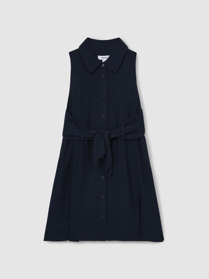 Reiss 4-9 yrs Tie-Waist Collared Dress in Blue