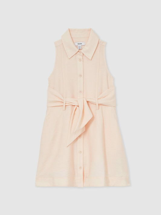Reiss 13-14 yrs Tie-Waist Collared Dress in Pink