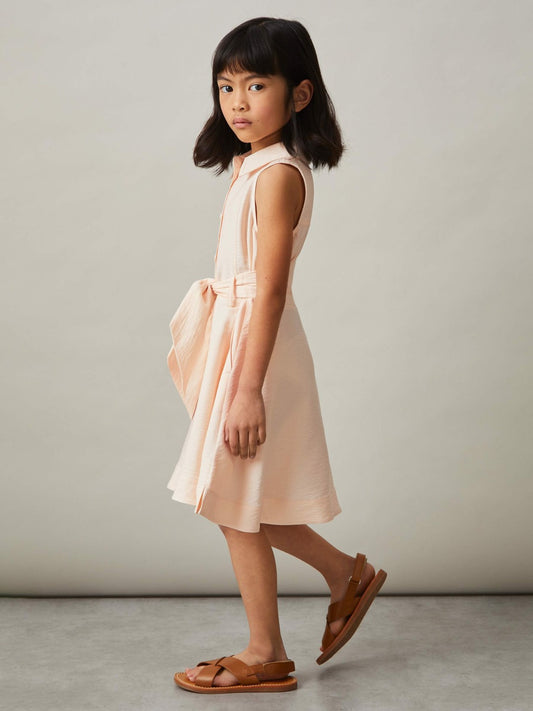 Reiss 4-9 yrs Tie-Waist Collared Dress in Pink