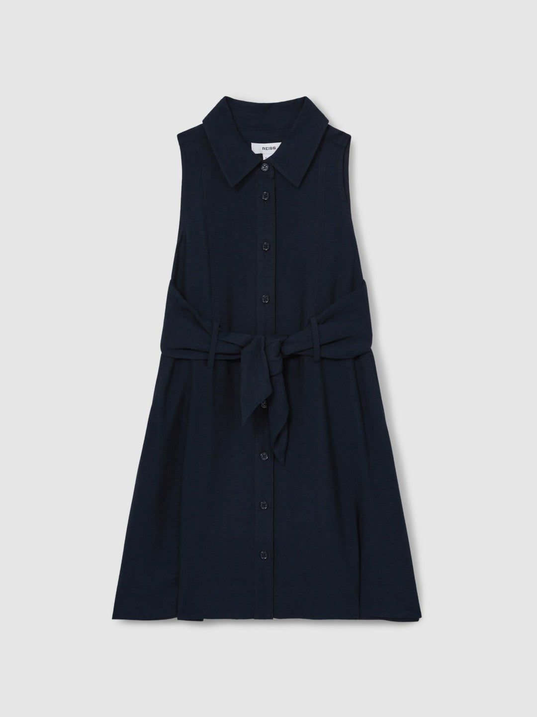 Reiss 13-14 yrs Tie-Waist Collared Dress in Blue