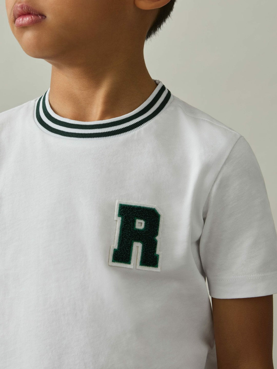 Reiss 13-14 yrs Cotton Letter Patch T-Shirt in White