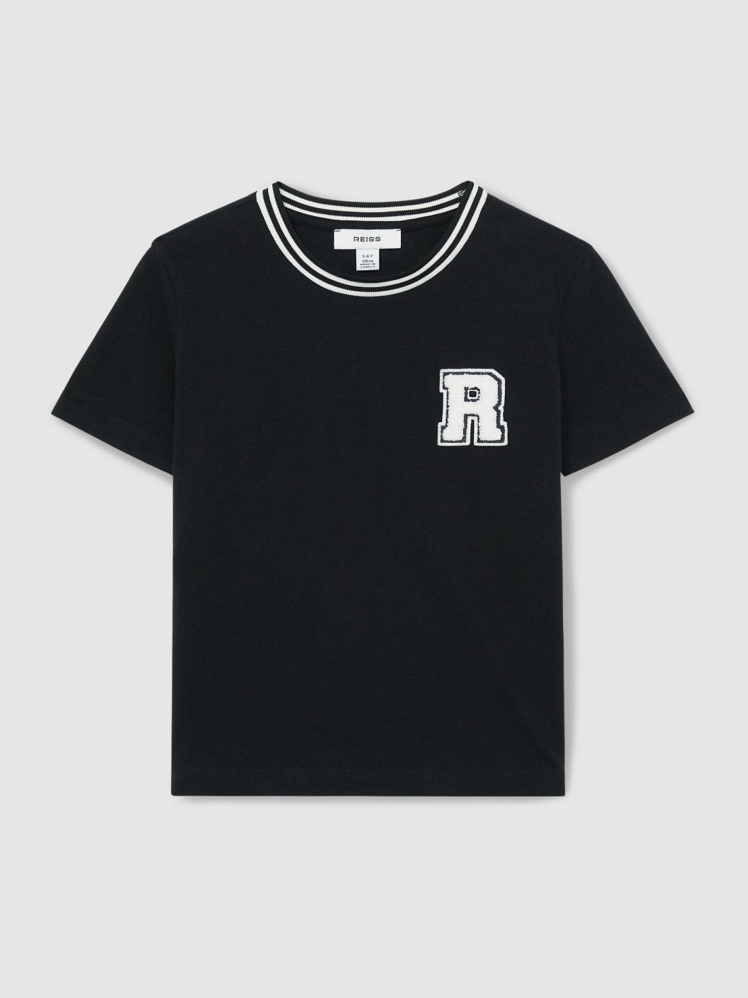 Reiss 13-14 yrs Cotton Letter Patch T-Shirt in Navy