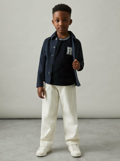 Reiss 13-14 yrs Cotton Letter Patch T-Shirt in Navy