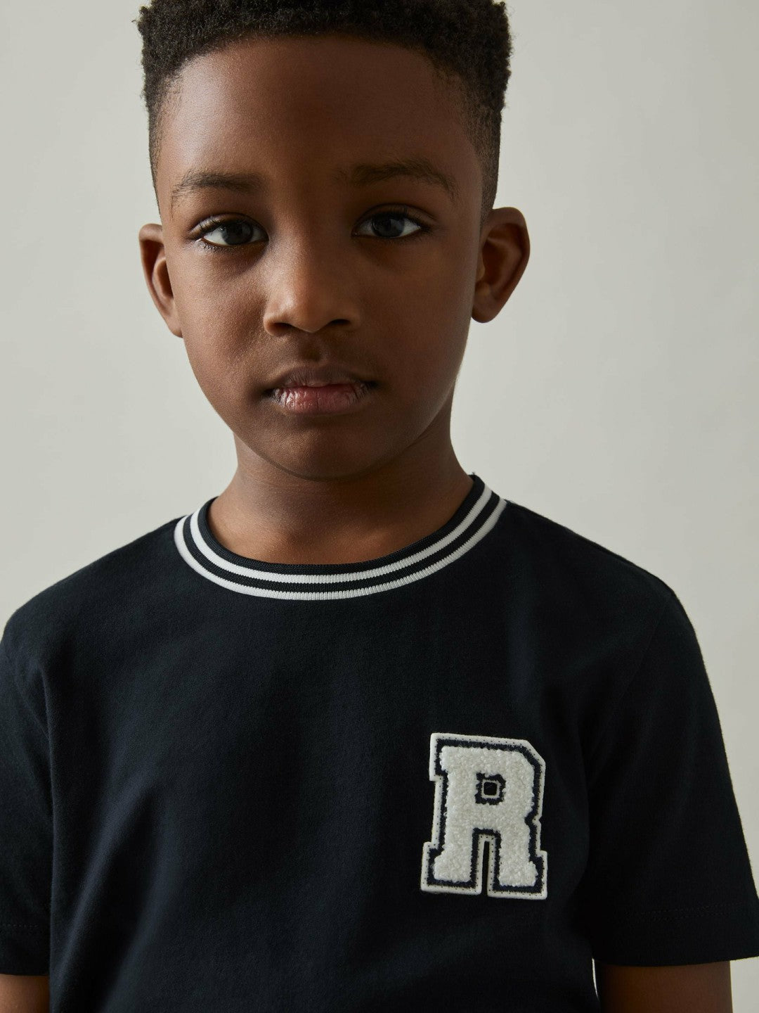 Reiss 13-14 yrs Cotton Letter Patch T-Shirt in Navy