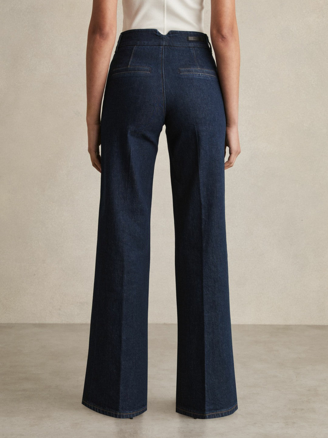 Reiss Paige Petite Wide-Leg Jeans in Dark Edinburgh Blue