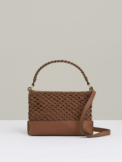 Reiss Weave Cross-Body Bag in Tan