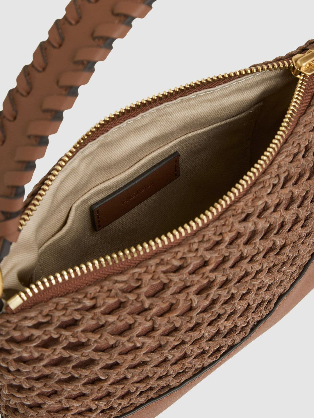 Reiss Weave Cross-Body Bag in Tan