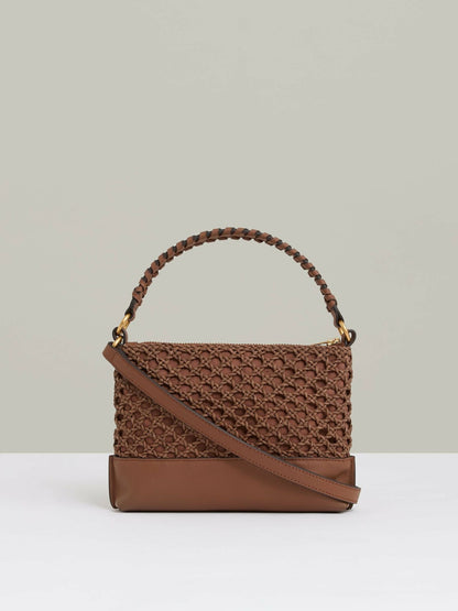 Reiss Weave Cross-Body Bag in Tan