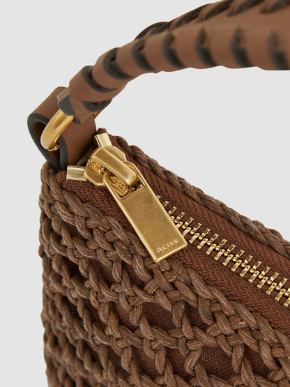 Reiss Weave Cross-Body Bag in Tan