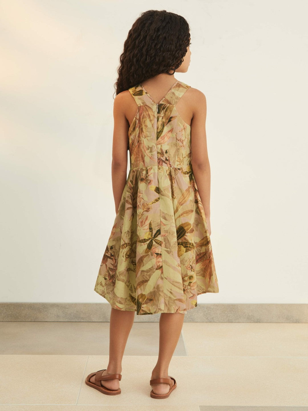 Reiss 4-9 yrs  | NYBG Floral-Print Midi Dress in Khaki