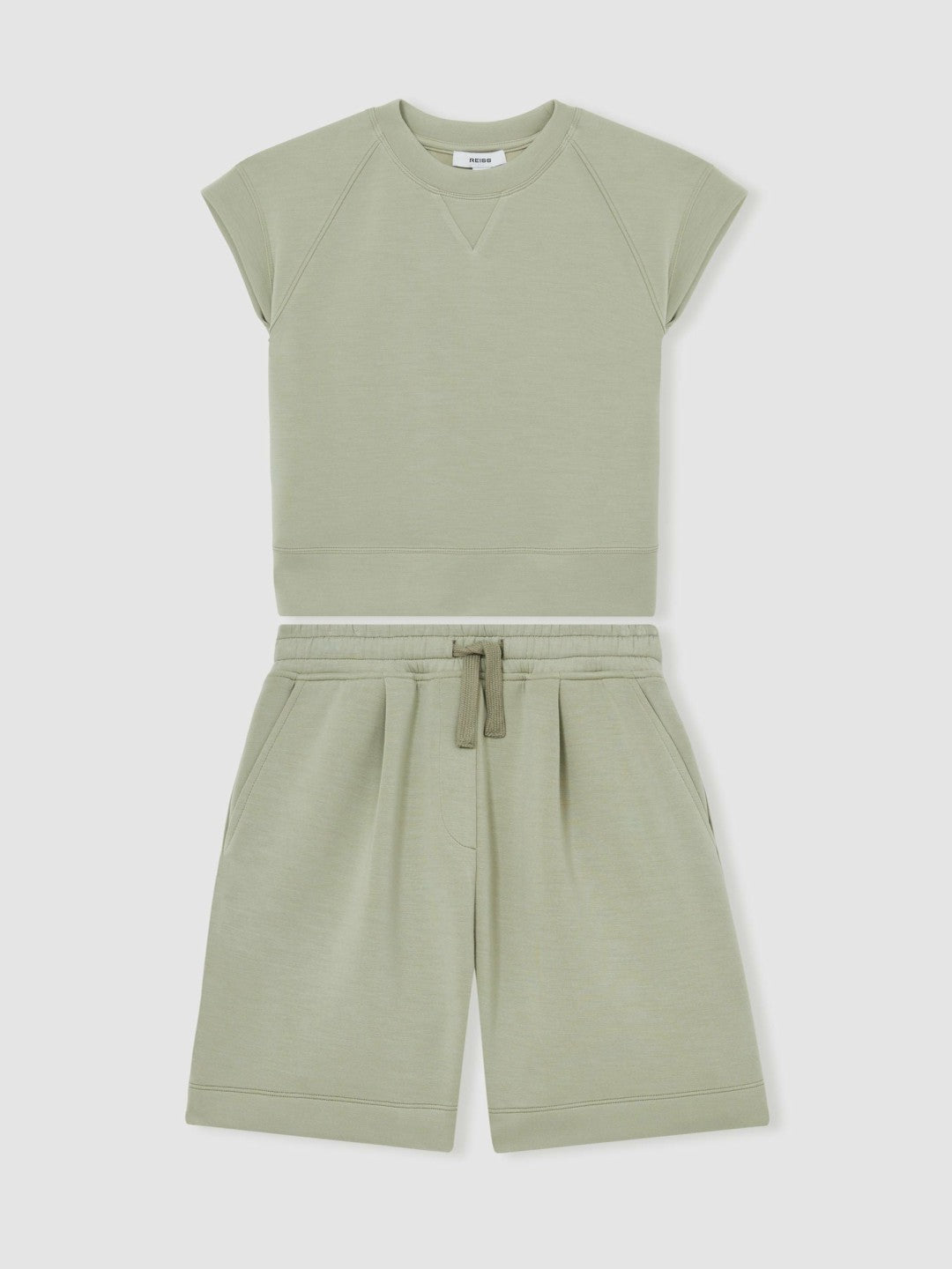 Reiss 9-13 yrs Modal-Blend Sweatshirt And Shorts Set in Sage
