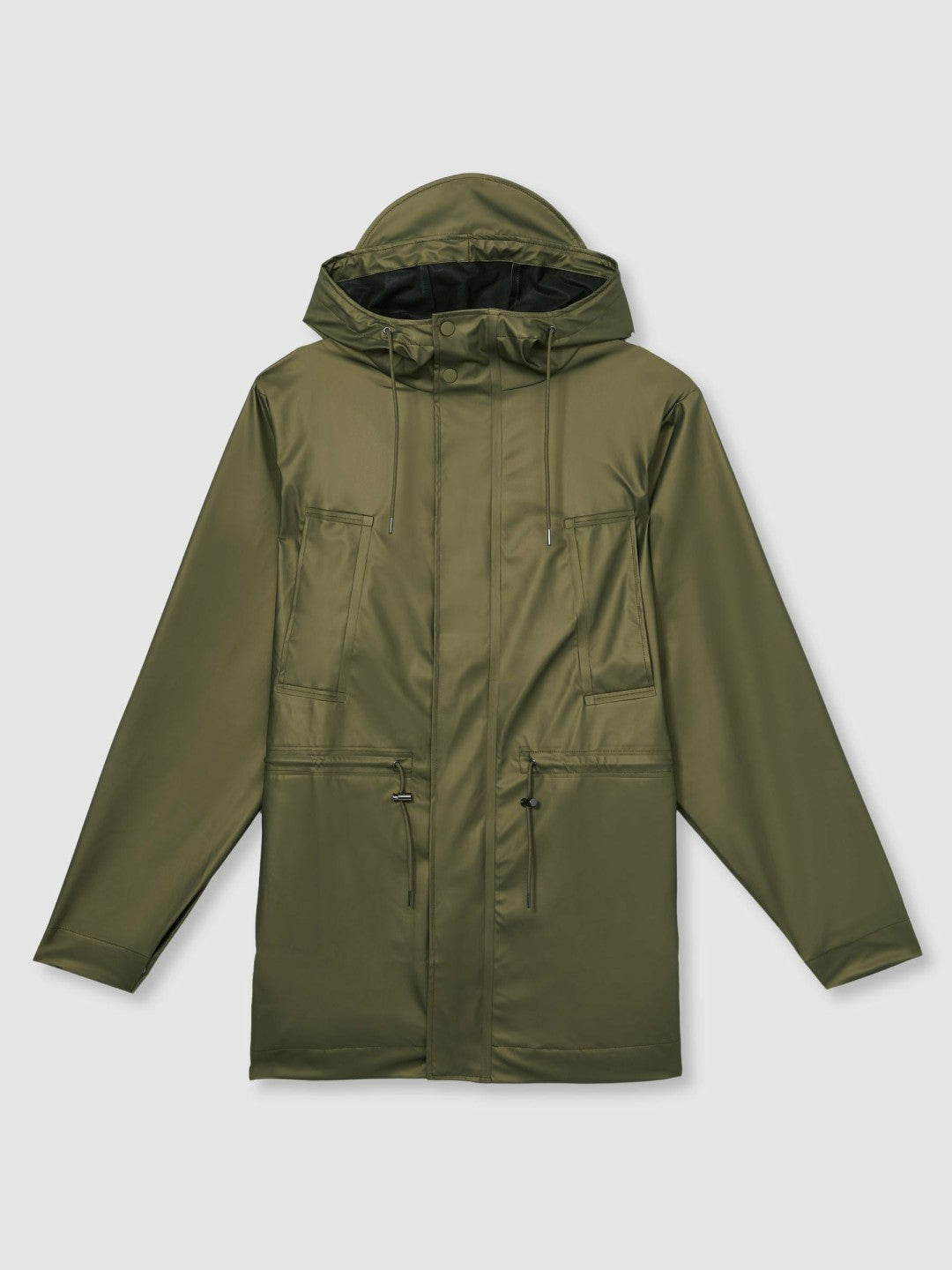 Reiss Rains Long Hooded Jacket in Revel Brass Green