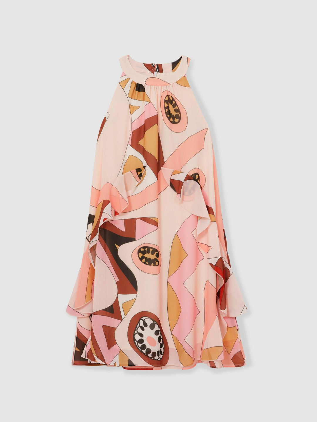 Reiss 9-13 yrs Printed Ruffle-Trim Dress in Pink
