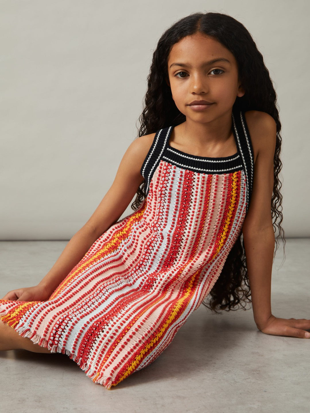Reiss 4-9 yrs Cotton Striped Knit Dress in Multi