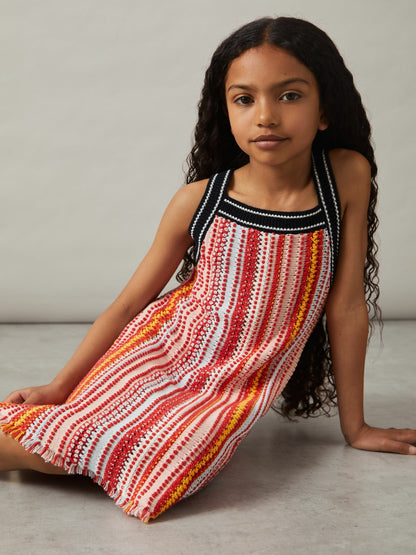 Reiss 4-9 yrs Cotton Striped Knit Dress in Multi