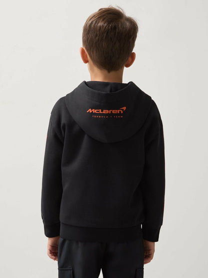 Reiss 9-13 yrs McLaren F1 Team Cotton Logo Hoodie Unisex Fit in Black