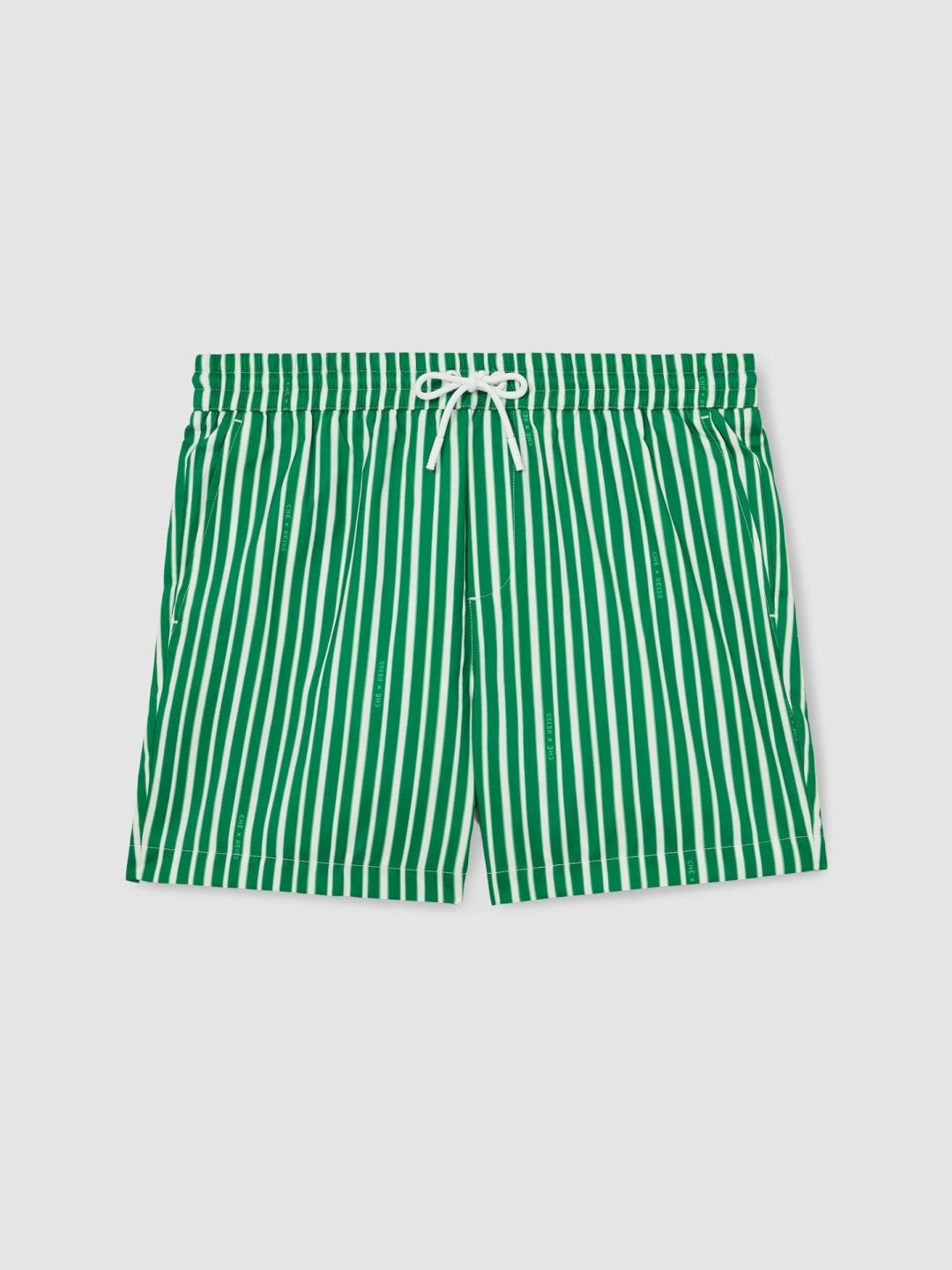 Reiss | Ché Stripe Swim Shorts in Green/White