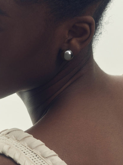 Reiss Polished Ball Huggie Earrings in Silver Tone