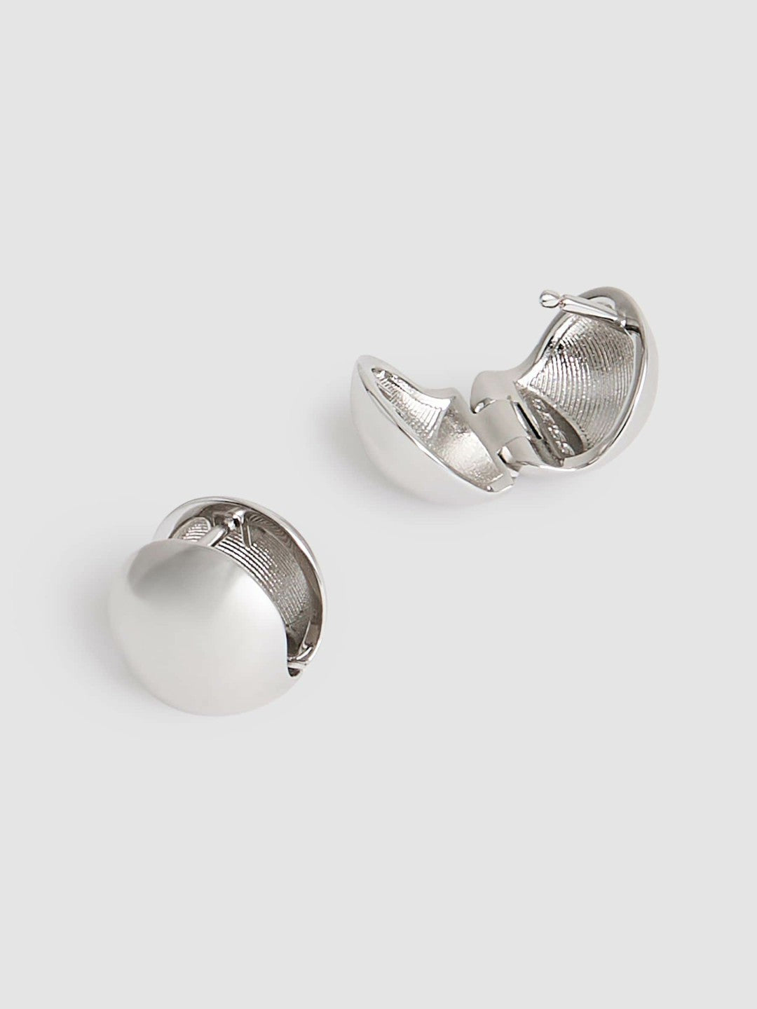 Reiss Polished Ball Huggie Earrings in Silver Tone