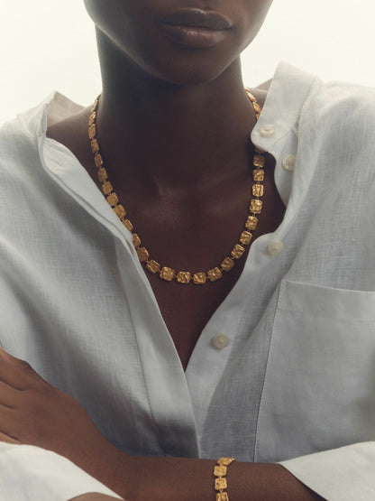 Reiss Molten Square Bracelet in Gold Tone