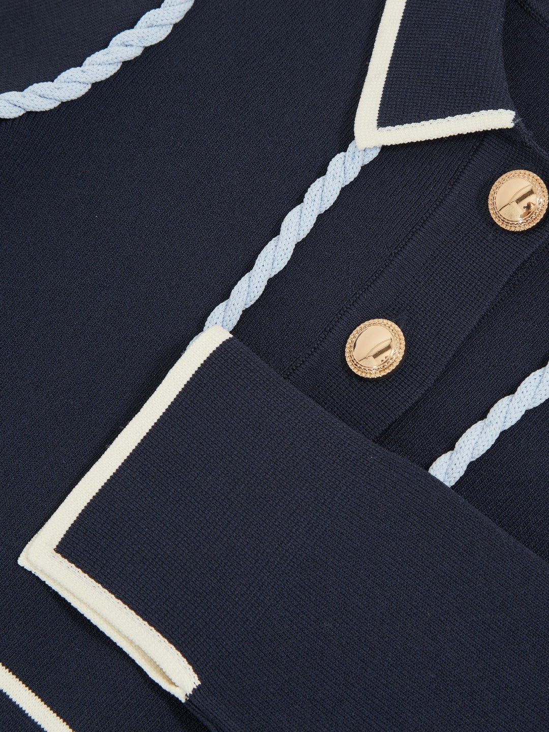 Reiss 13-14 yrs Piped Knitted Skater Dress in Navy