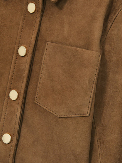 Reiss 4-9 yrs Suede Cropped Jacket in Tan