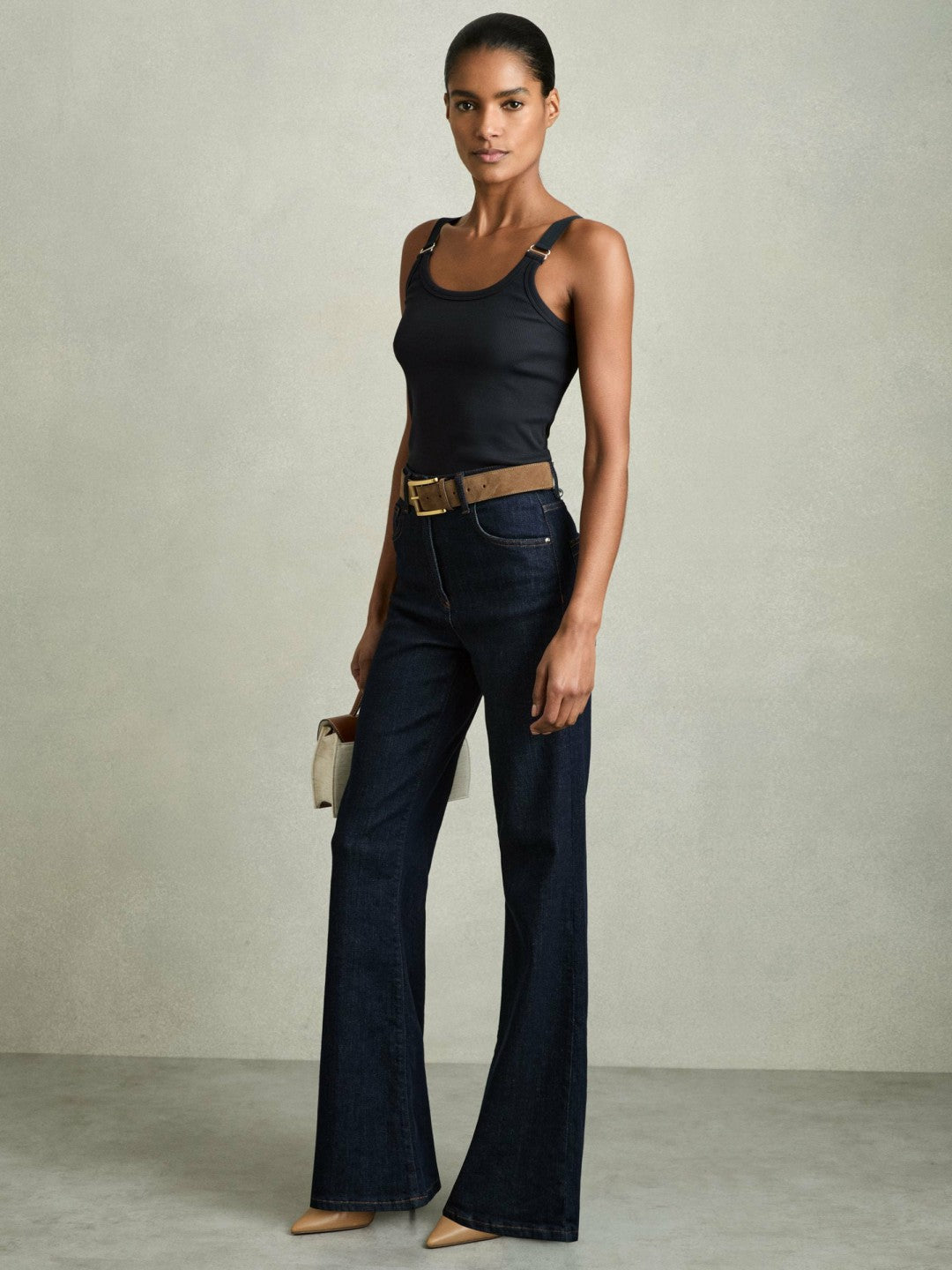 Reiss Stretch-Cotton D-Ring Strap Vest in Navy
