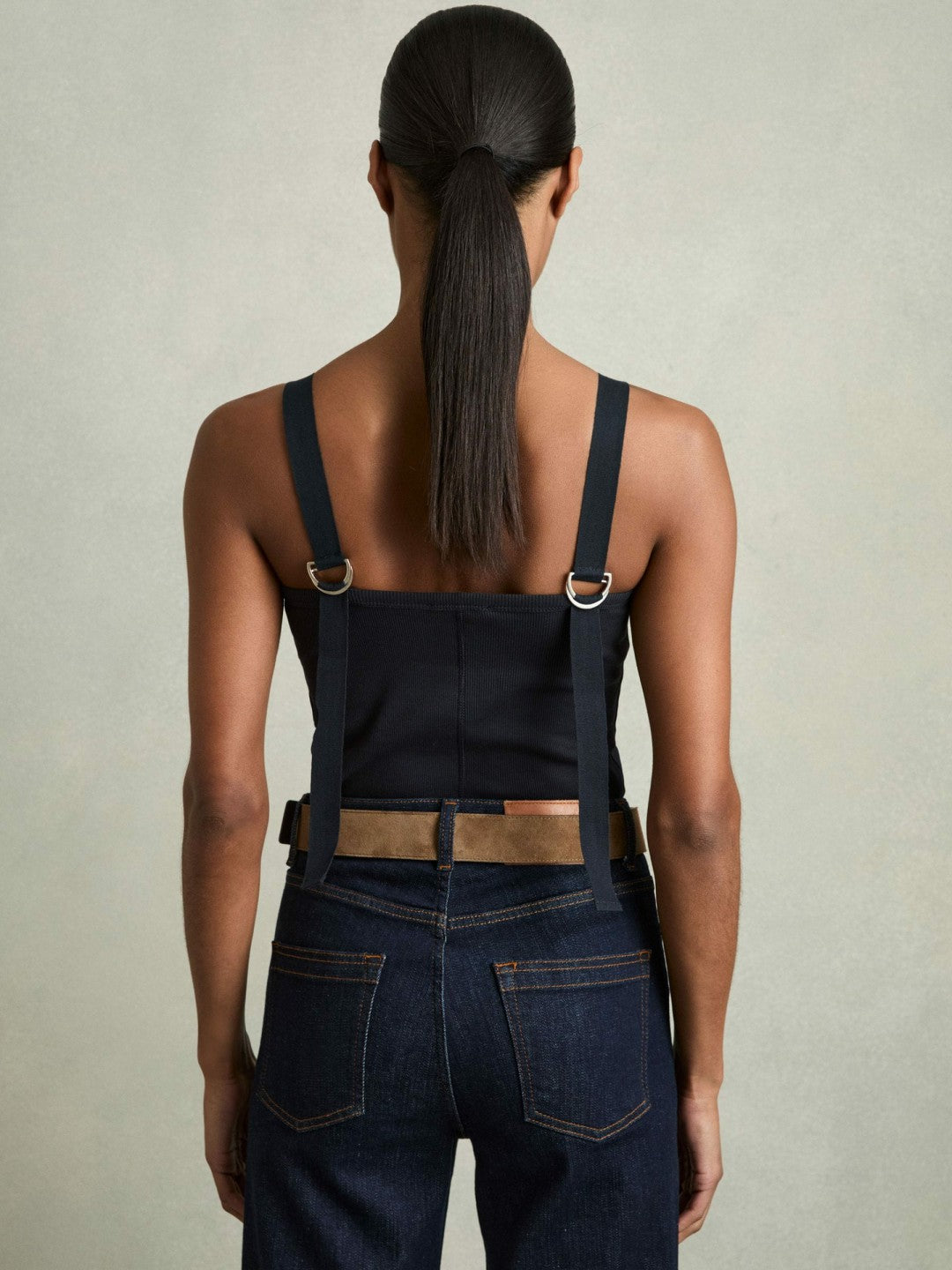 Reiss Stretch-Cotton D-Ring Strap Vest in Navy