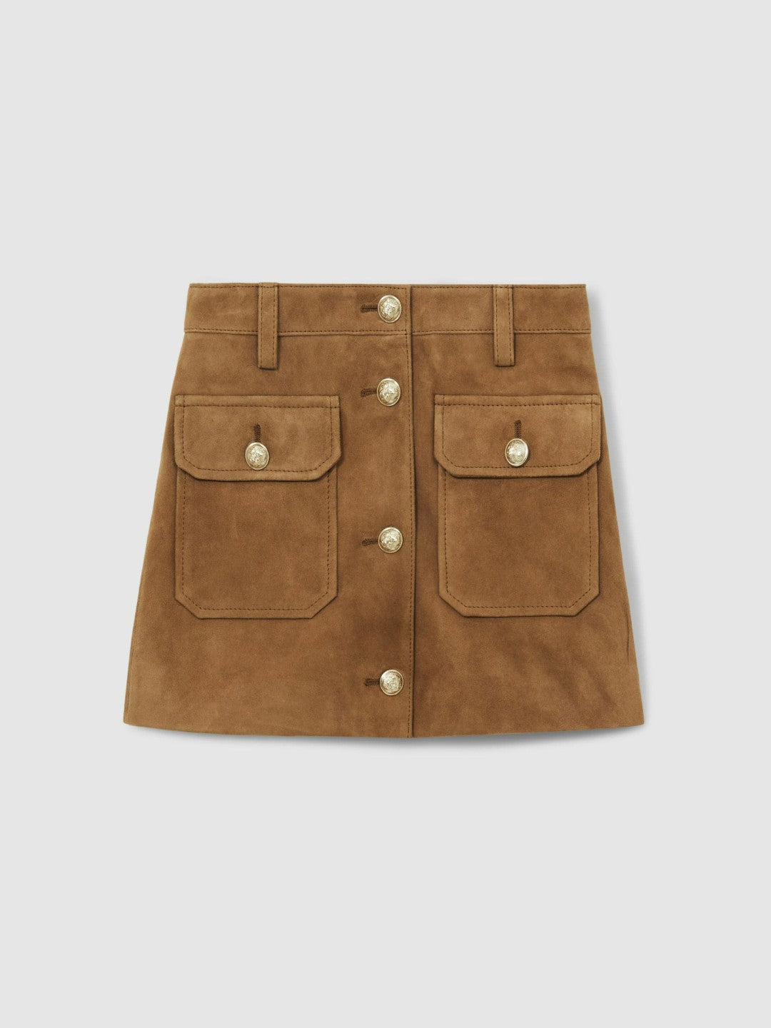 Reiss 4-9 yrs Suede Flap Pocket Skirt in Tan
