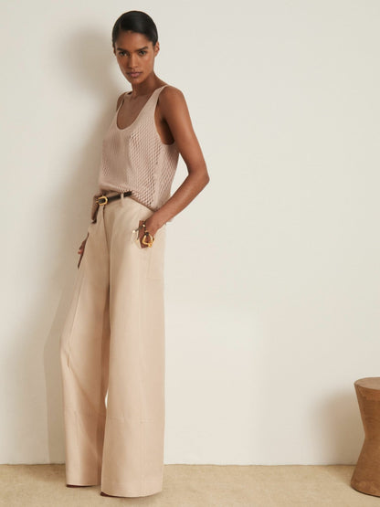 Reiss Atelier Laser-Cut Vest Top in Taupe