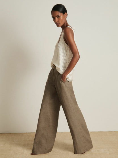 Reiss Atelier Laser-Cut Vest Top in Cream