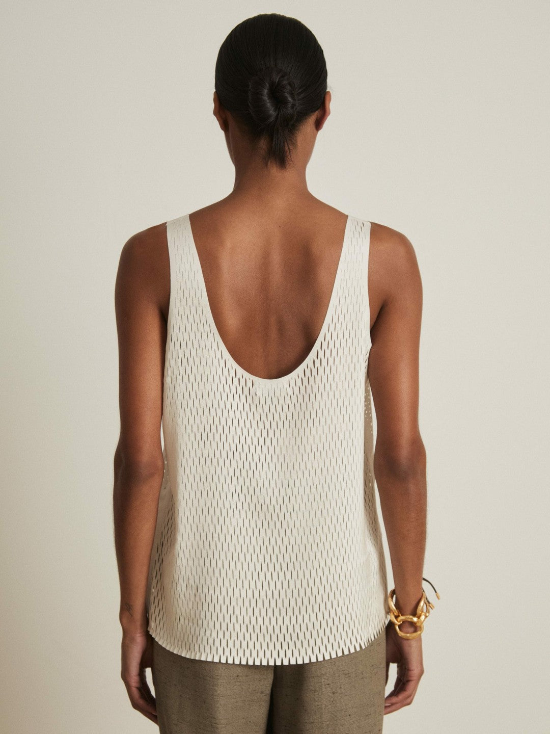 Reiss Atelier Laser-Cut Vest Top in Cream