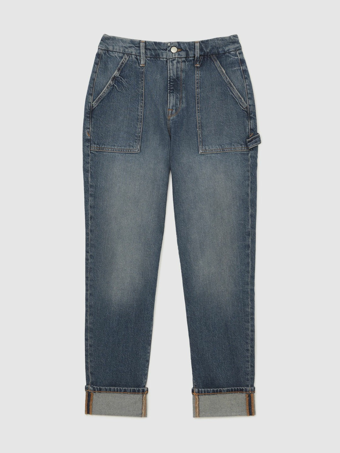 Reiss Good American Cuffed Straight-Leg Jeans in Indigo