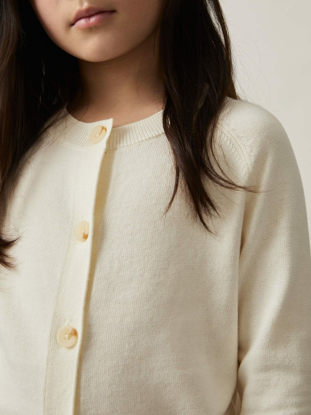 Reiss 13-14 yrs Cotton Crew-Neck Cardigan in Ivory