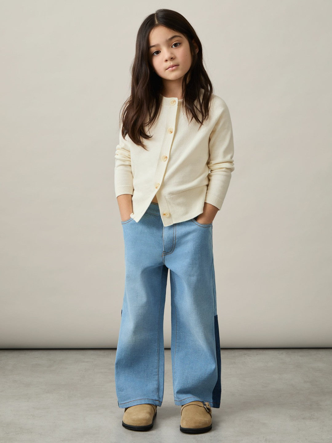 Reiss 4-9 yrs Cotton Crew-Neck Cardigan in Ivory