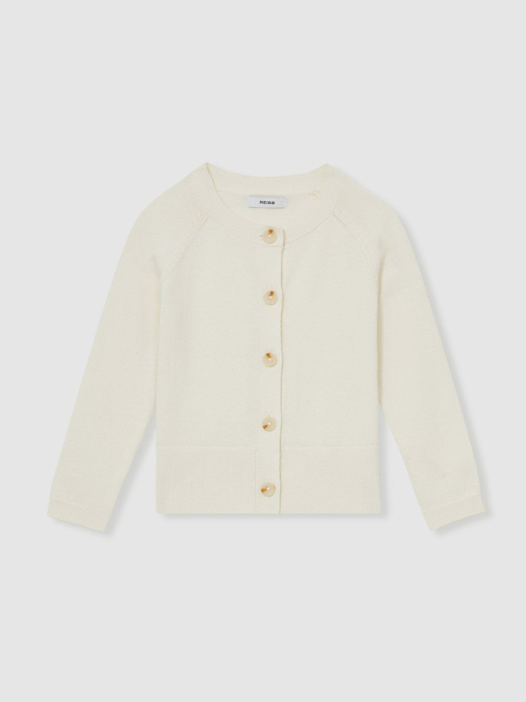 Reiss 4-9 yrs Cotton Crew-Neck Cardigan in Ivory