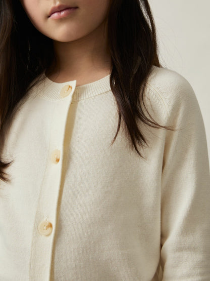 Reiss 4-9 yrs Cotton Crew-Neck Cardigan in Ivory