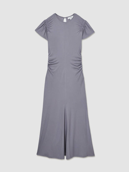 Reiss Modal Blend Ruched Jersey Dress in Grey