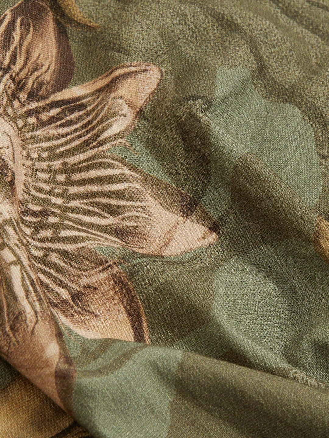 Reiss | NYBG Floral Ruched Jersey Dress in Khaki