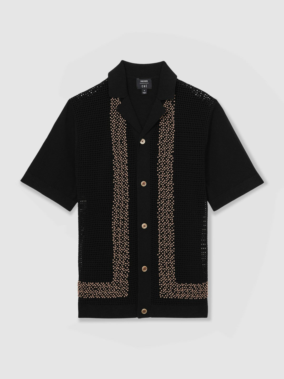 Reiss | Ché Beaded Crochet Shirt in Black