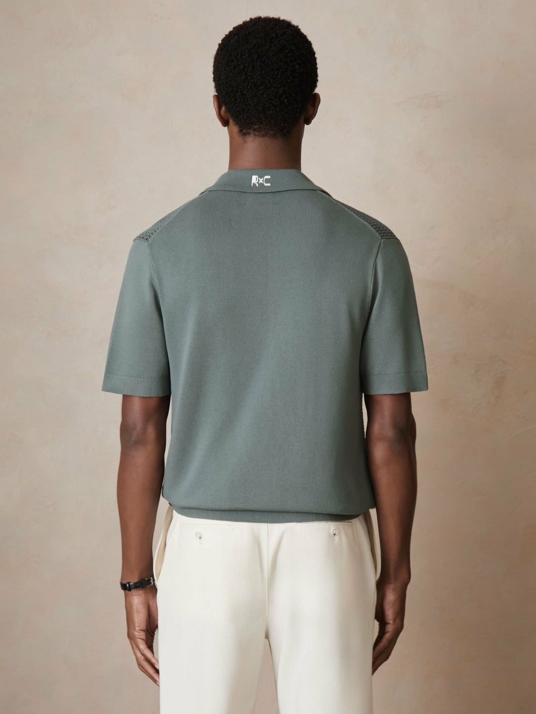 Reiss | Ché Beaded Crochet Shirt in Sage