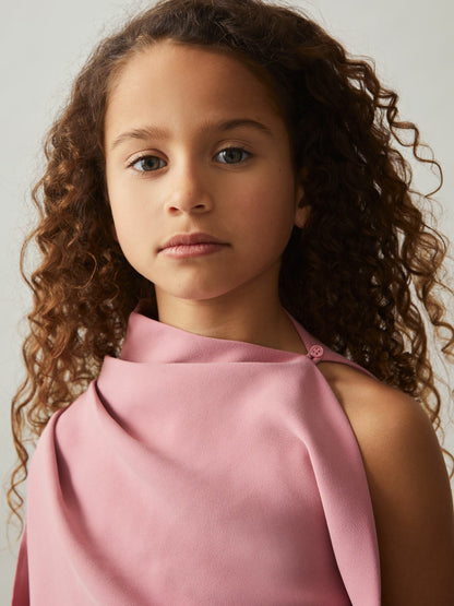 Reiss 13-14 yrs One-Shoulder Draped Dress in Pink