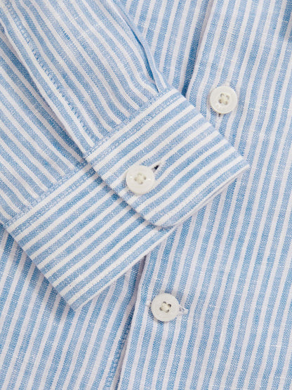 Reiss 13-14 yrs Linen Cutaway Collar Shirt in Blue/White Stripe