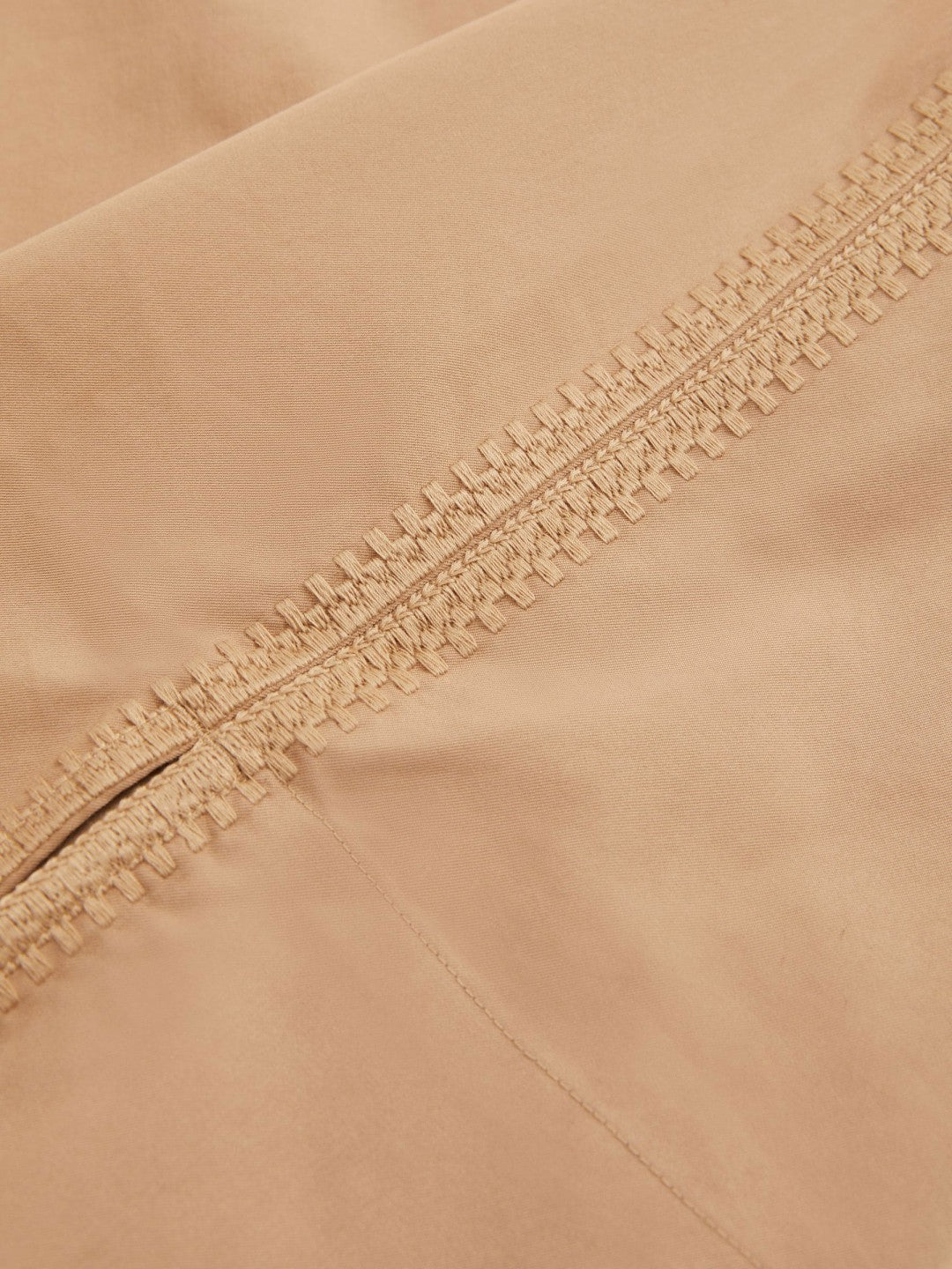 Reiss Cotton Blend Craft Stitch Collared Top in Camel