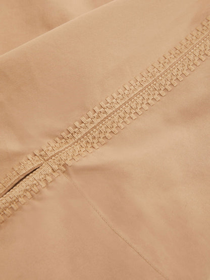 Reiss Cotton Blend Craft Stitch Collared Top in Camel