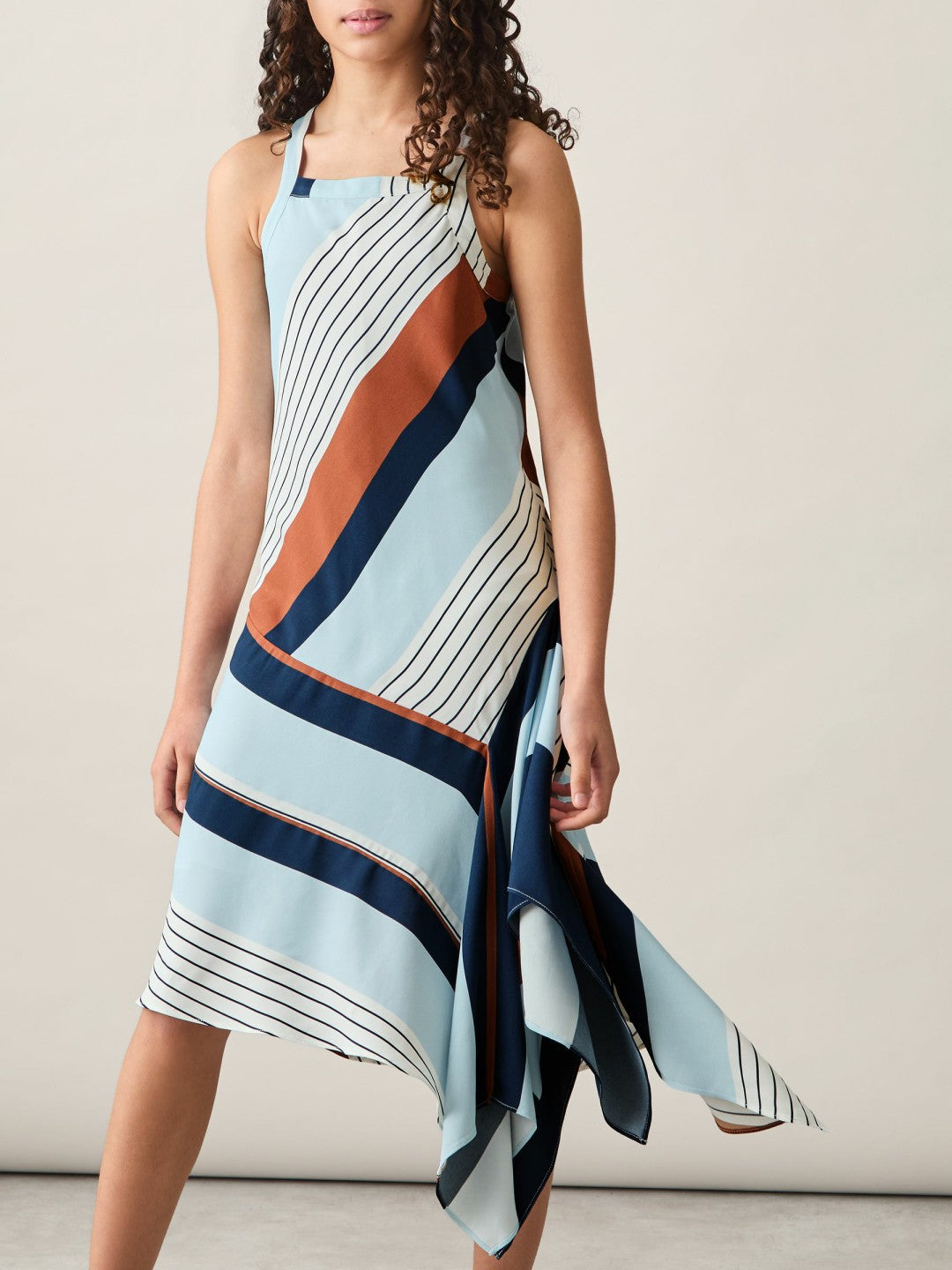 Reiss 9-13 yrs Stripe-Print Handkerchief Dress in Blue Print