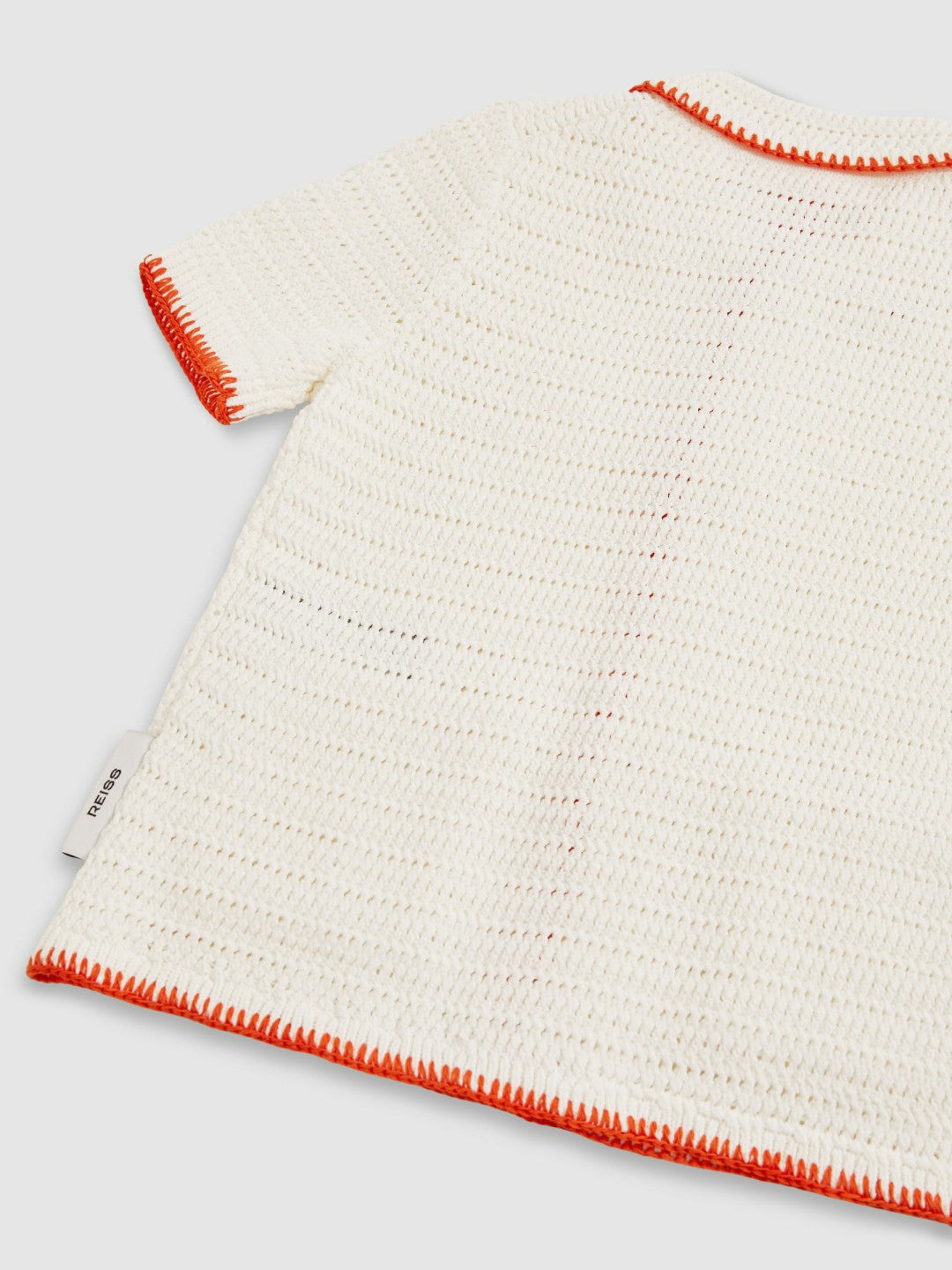 Reiss 9-13 yrs McLaren F1 Team Crochet Shirt in Off White/Orange